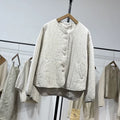 Retro Quilted Jacket Women'S Loose Cotton Linen Clothing 2024 Spring Autumn and Winter Casual Coat