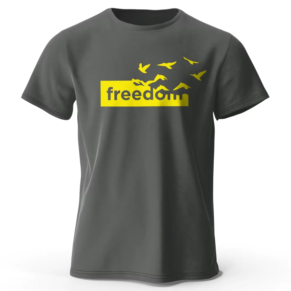 Men'S the Freedom Letter Printed T-Shirt 100% Cotton Oversized Funny Graphic Tees for Men Women Summer Tops