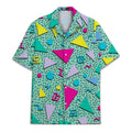 Retro 80S Pop Art Hawaiian Shirt 2025 Neon Cassette Skateboard Headphone Shirt, Vintage 90S Party Button-Up Summer Unisex Shirts