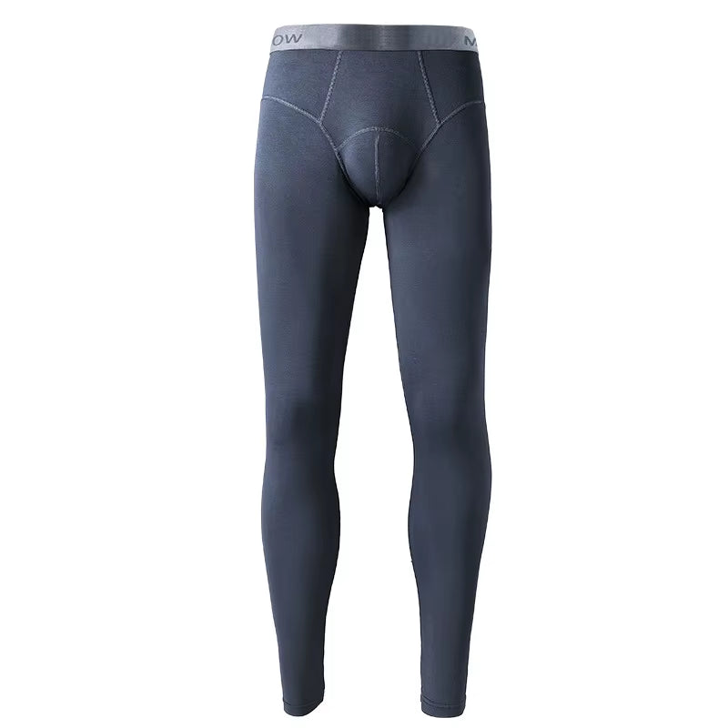 Men Thermal Underwear Bottoms Sexy Bugle Pouch Elastic Tight Leggings Pants Autumn Winter Underwear 4XL Sleep Bottoms Loungwear