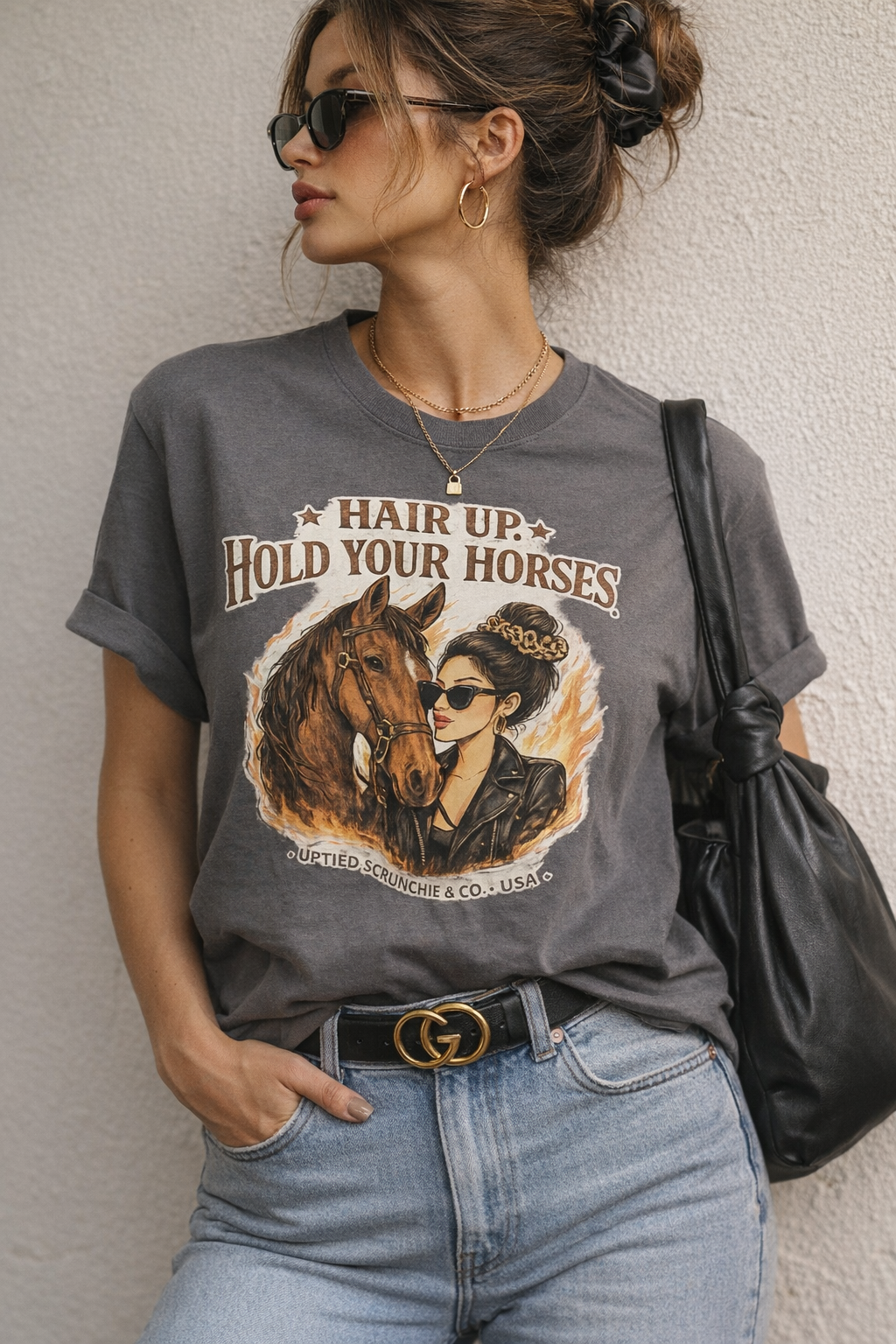 Hold Your Horses – Graphic Tee | Hair Up Western Style, Everyday Attitude