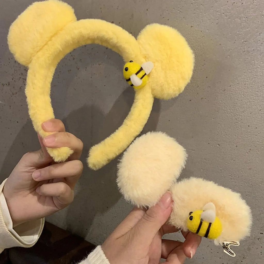Yellow Bear Ear Plush Headband Soft Plush Hair Hoop Lovely Animal Headbands Cosplay Hoops Fashion Hair Accessories