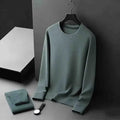 Minimalist Men'S Crew Neck Sweatshirt Soft Knitted Fabric Long Sleeve Top for Daily Commute