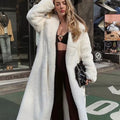 2025 New Female Winter Plush Thick Warm Loose Women Faux Rabbit Fur Coat Loose Lapel Fur Coat