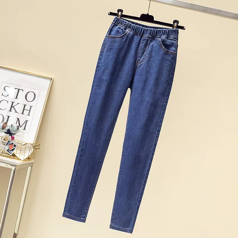 Clothes 5XL 6XL Women'S Elastic High Waist Skinny Jeans Fashion Casual Women Black/ Blue Mom Jeans Skinny Stretch Denim Pants