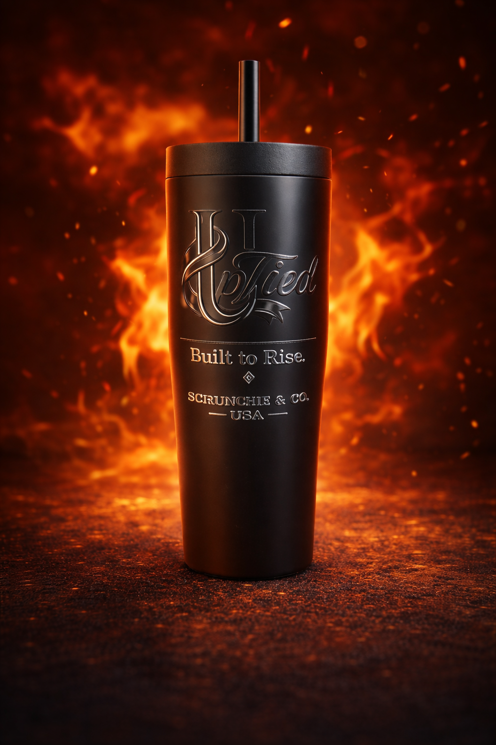 UpTied “Built to Rise” Matte Black 22oz Insulated Tumbler | Corkcicle Drinkware | Scrunchie & Co. USA