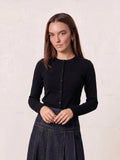 Crop T-Shirt Cardigan-Black-0
