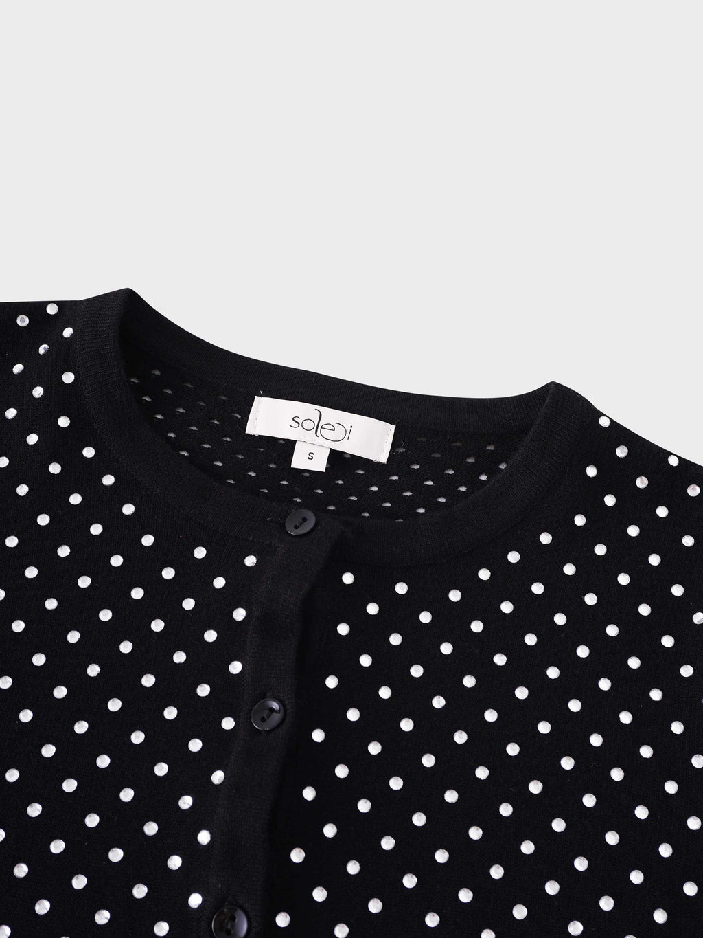 Open Knit Diamond Crew Cardigan-Silver-2