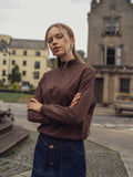 Embossed Crown Sweatshirt-Brown-0