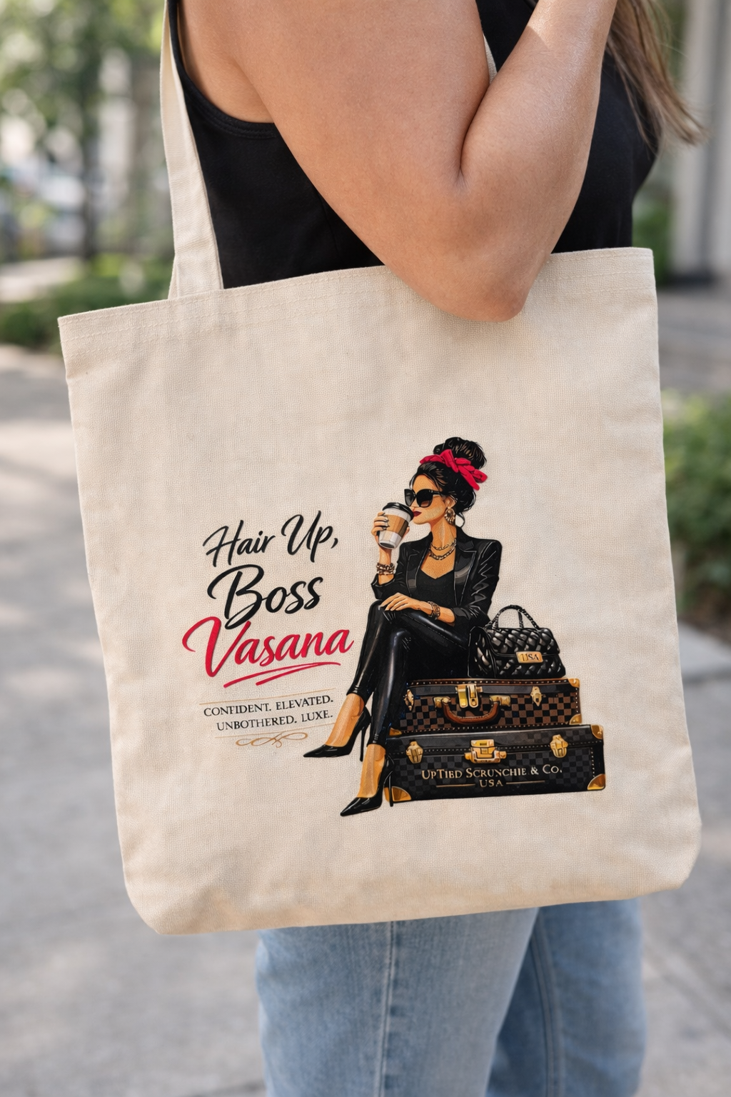 Boss Vasana Canvas Tote Bag – 14x16 Motivational Quote Tote | Confident Statement Tote | Reusable Grocery & Market Bag