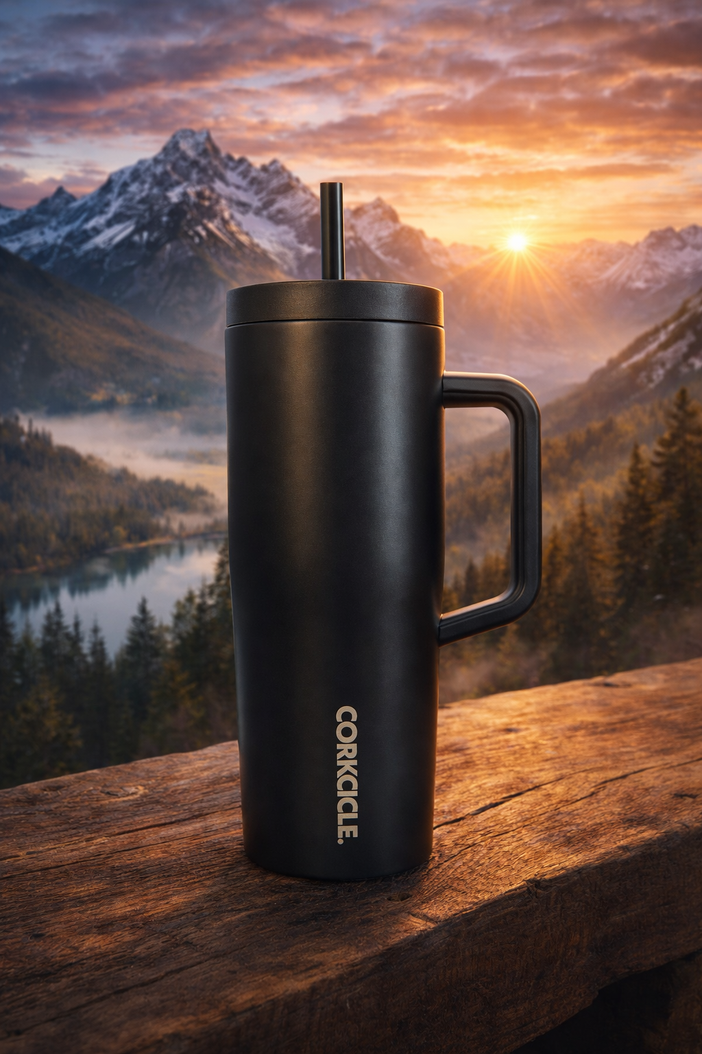 UpTied “Built to Rise” Matte Black 22oz Insulated Tumbler | Corkcicle Drinkware | Scrunchie & Co. USA