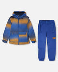 Insulated Two-Piece Mid-Season Outerwear Set Blue And Brown Gradient