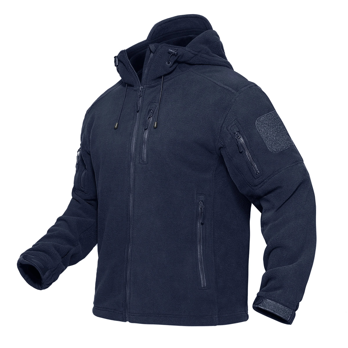 Spring Winter Fleece Jacket with Hoodie Mens Hooded Fleece Jacket Full-Zip up Outdoor Windproof Hooded Warm Work Coat