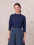 High Cuff Crew Sweater-Navy-0