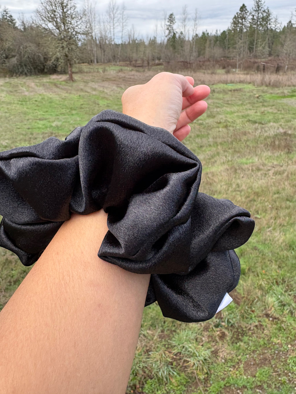 Power Mode - Oversized Black Satin Scrunchie (XXL)