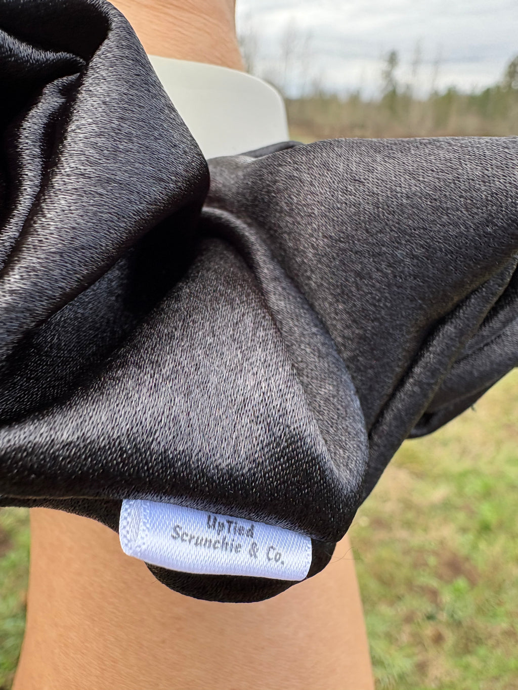 Power Mode - Oversized Black Satin Scrunchie (XXL)