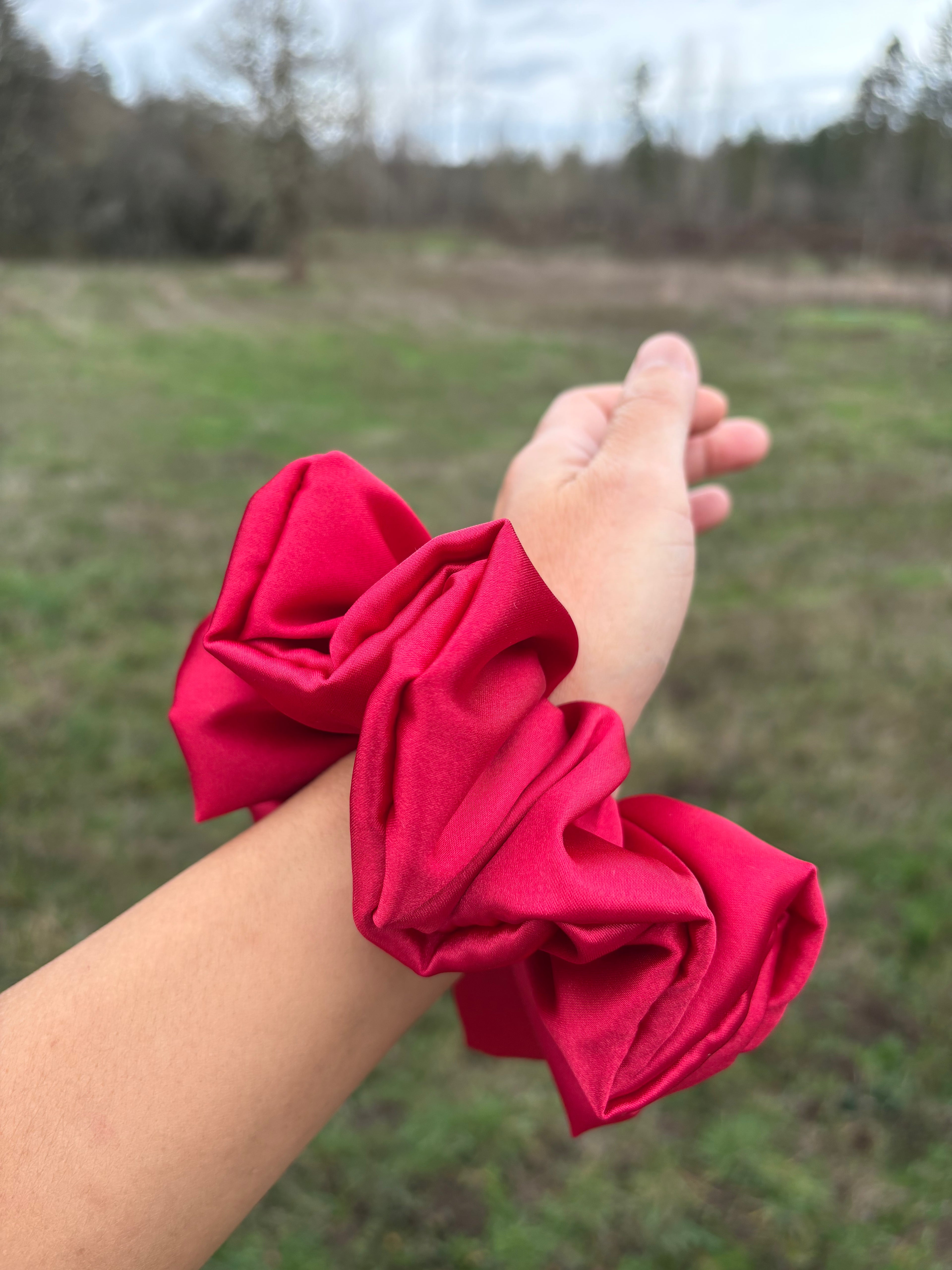 Heartbreaker - Oversized Red Satin Scrunchie (XXL)