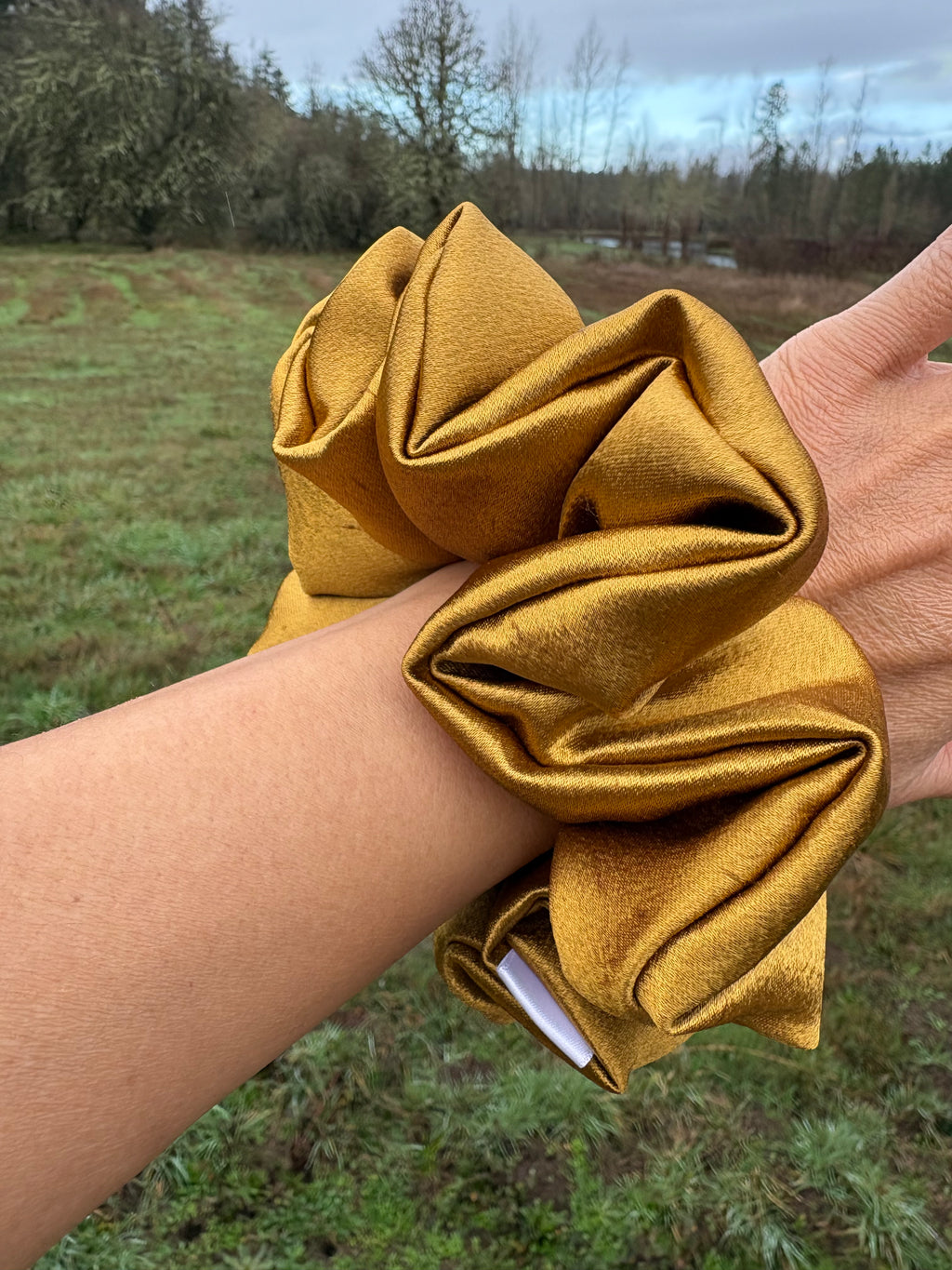 Gold Digger - Oversized Gold Satin Scrunchie (XXL)
