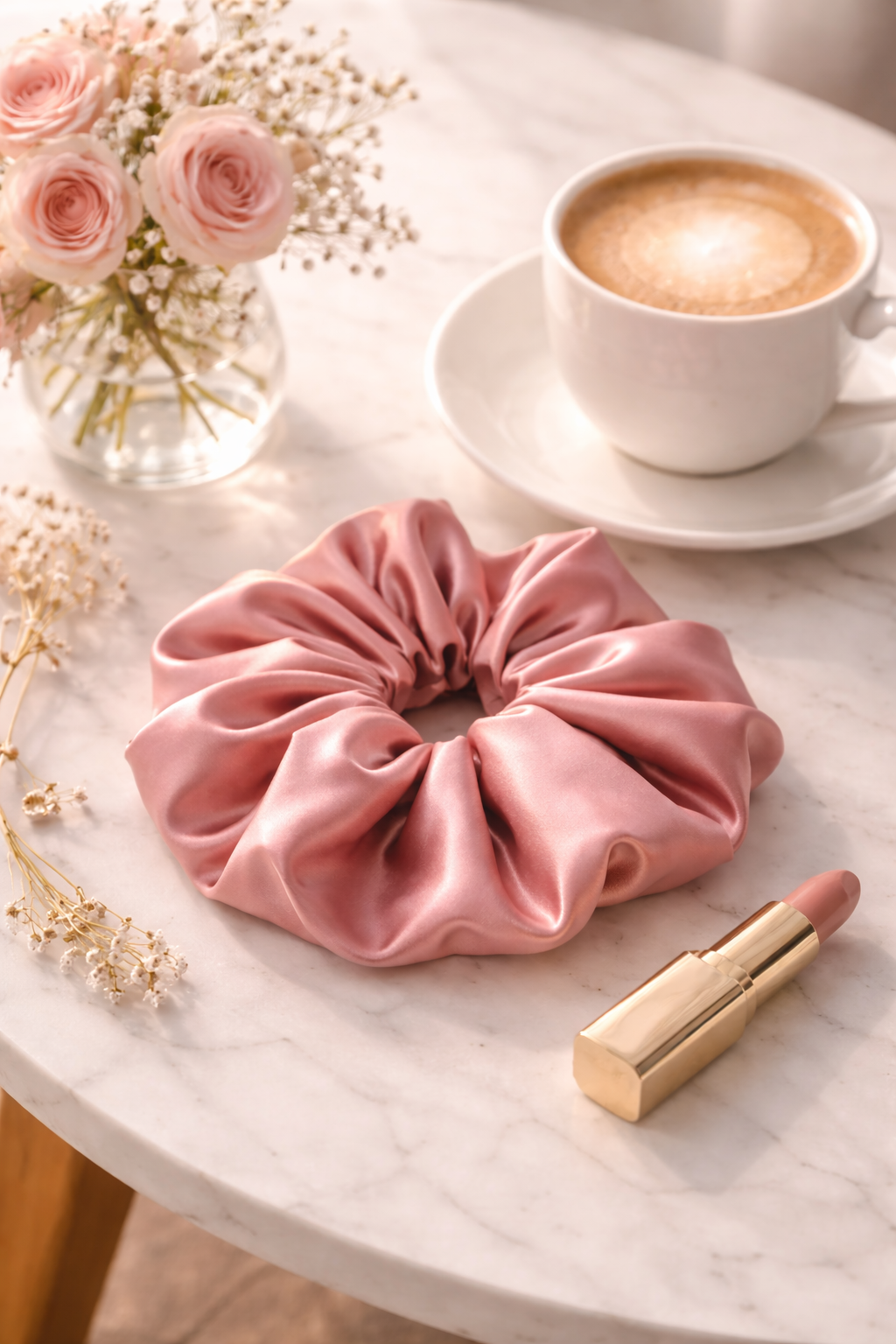 Rosé All Day - Oversized Dusty Rose Satin Scrunchie (XXL)