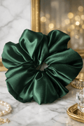 Don't Talk To Me XXL oversized hunter green satin scrunchie - UpTied Scrunchie Co
