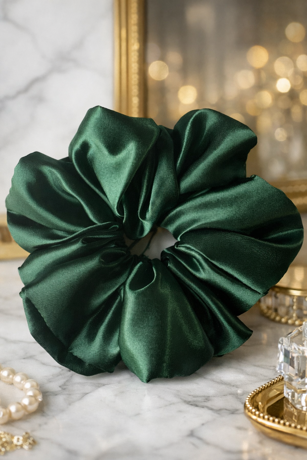 Don't Talk To Me - Oversized Hunter Green Satin Scrunchie (XXL)