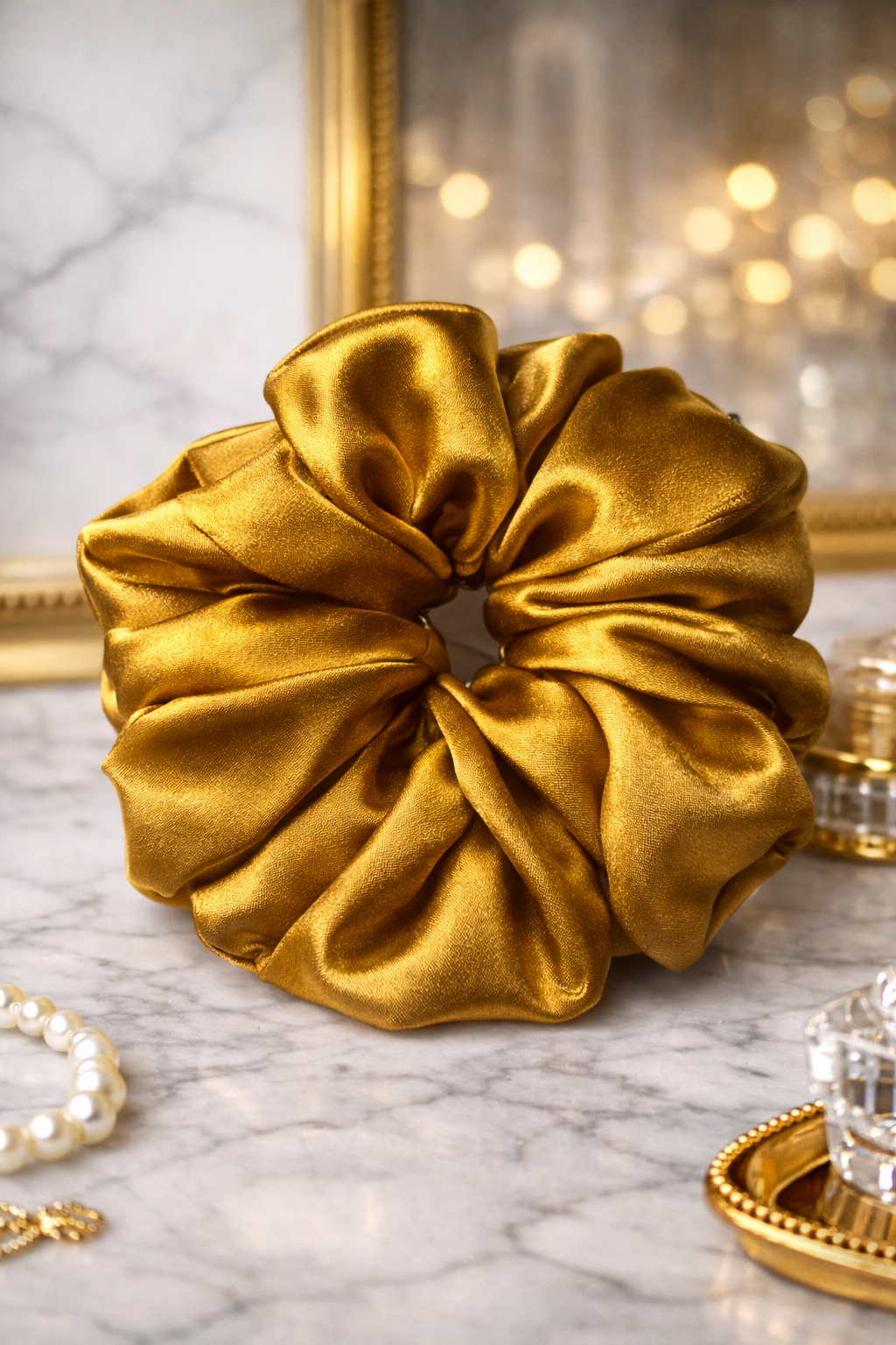 Gold Digger - Oversized Gold Satin Scrunchie (XXL)