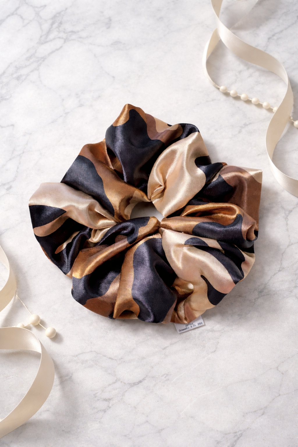 Stand Your Ground - Oversized Brown & Black Camo Satin Scrunchie (XXL)