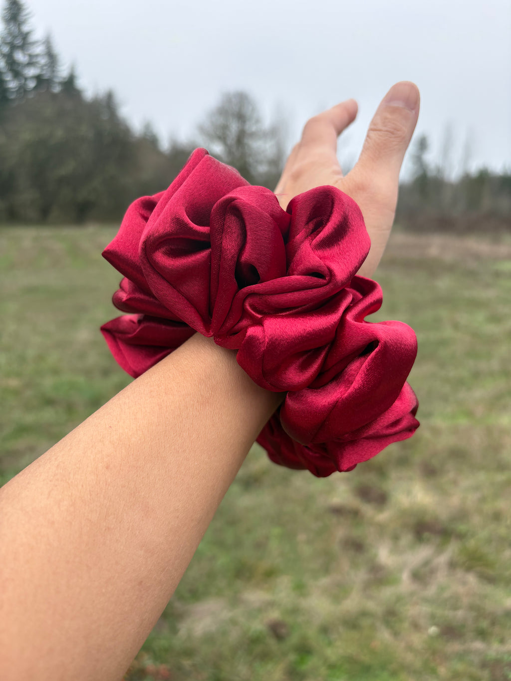 Stop Whining - Oversized Burgundy Satin Scrunchie (XL)