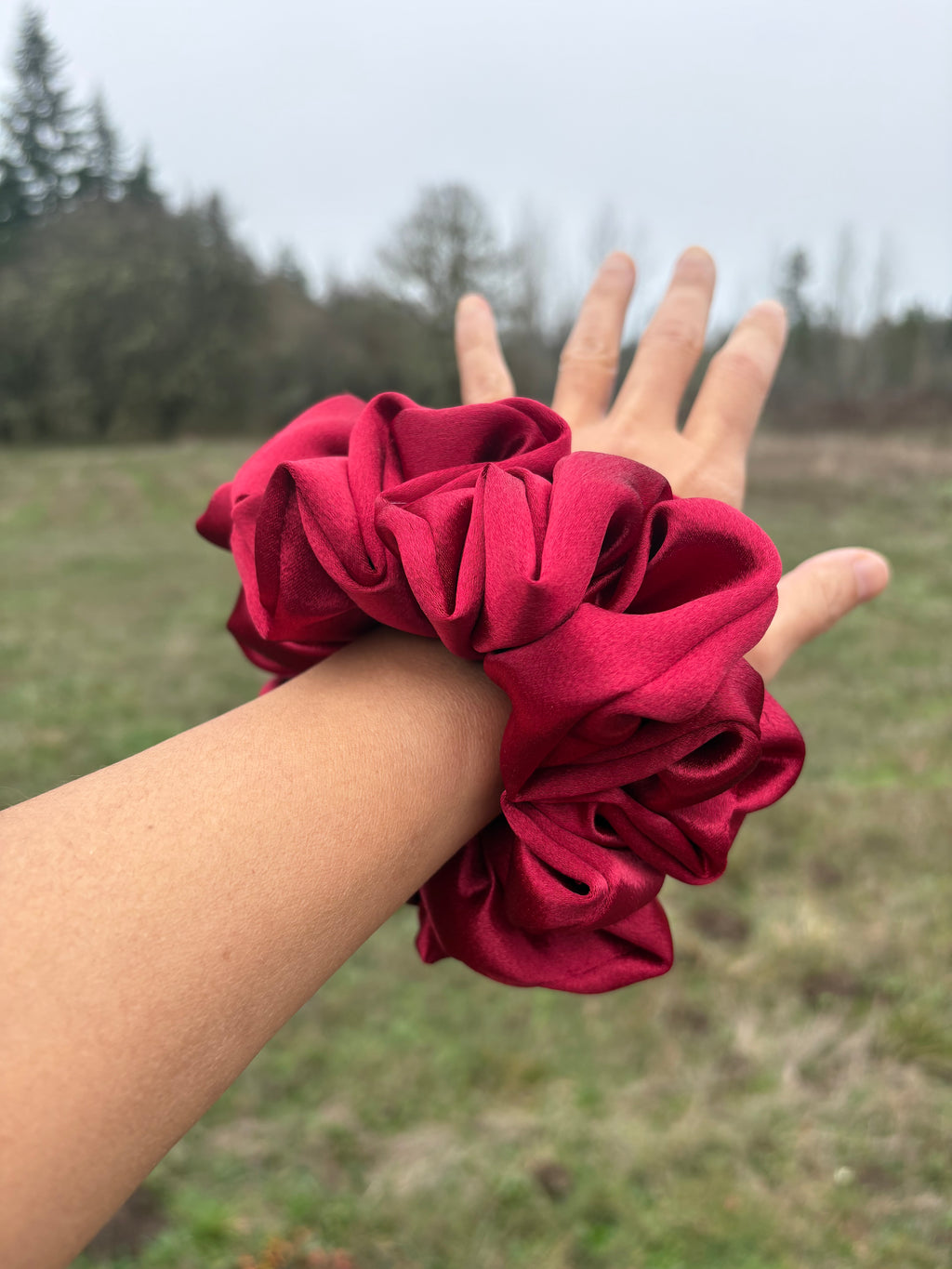 Stop Whining - Oversized Burgundy Satin Scrunchie (XL)