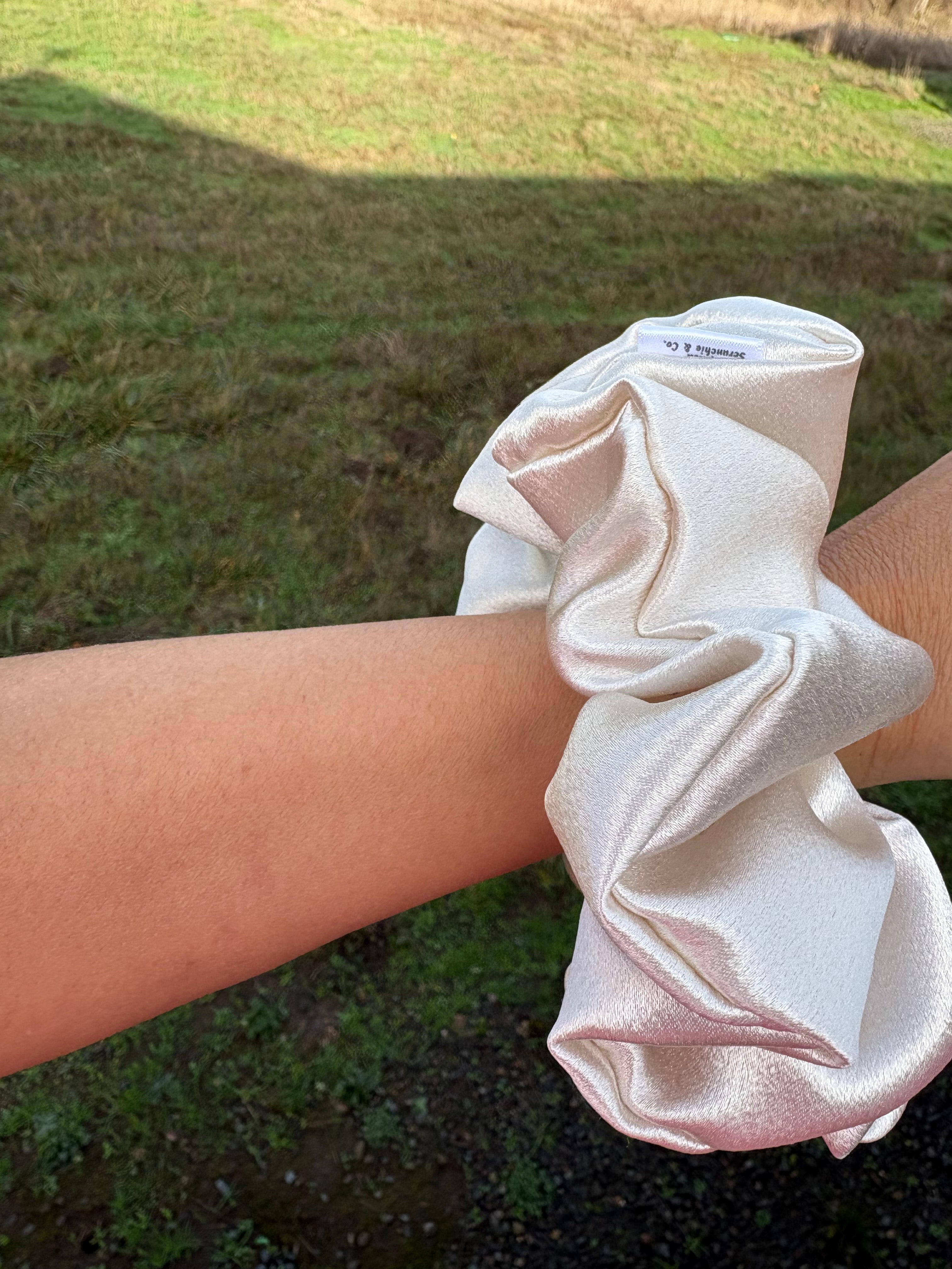 Bougie Queen - Oversized Ivory Satin Scrunchie (XXL)