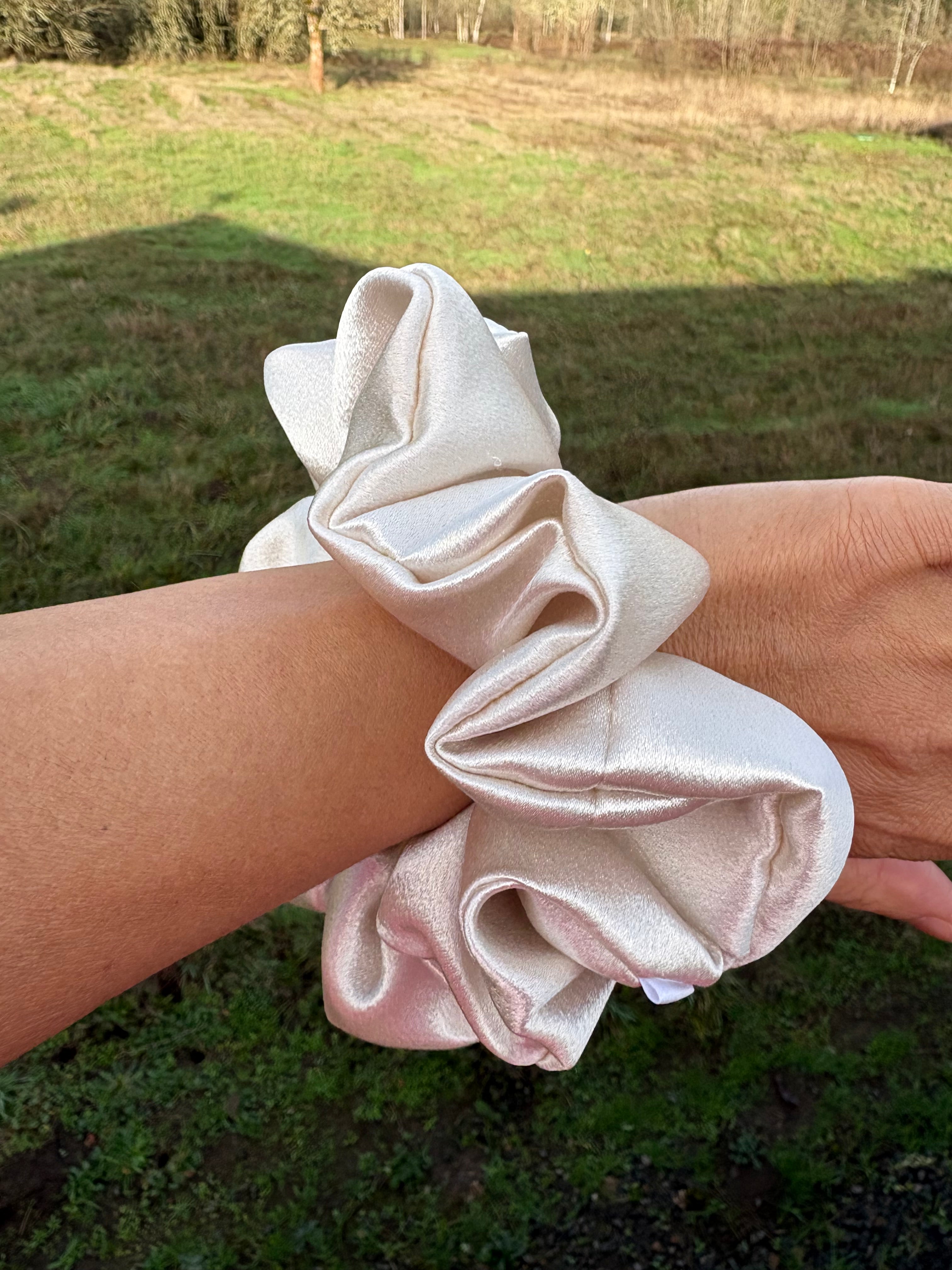 Bougie Queen - Oversized Ivory Satin Scrunchie (XXL)