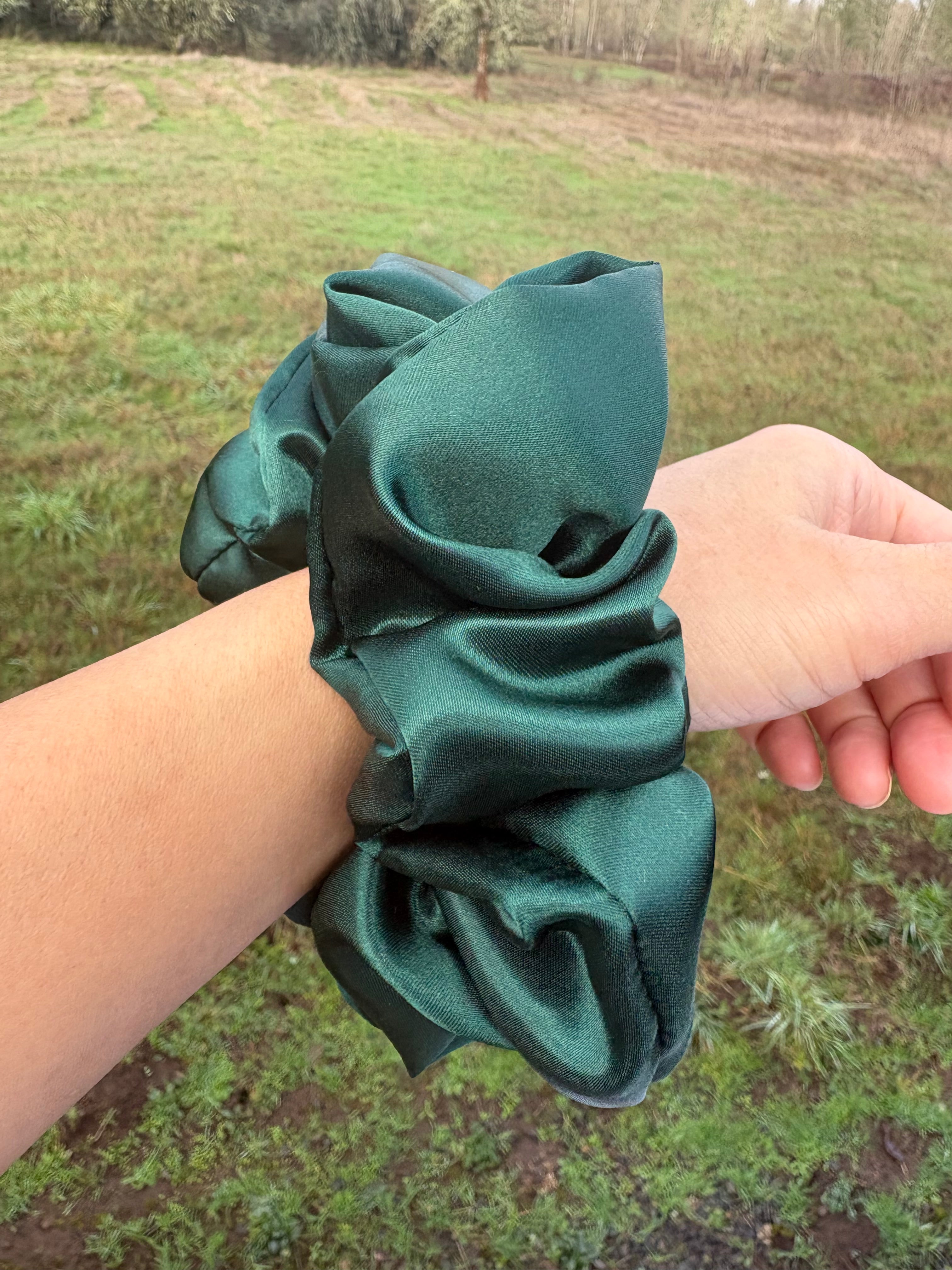 Don't Talk To Me - Oversized Hunter Green Satin Scrunchie (XXL)