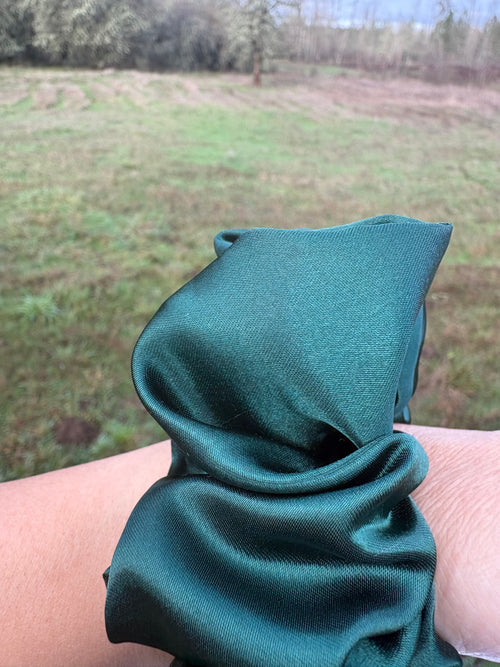 Don't Talk To Me - Oversized Hunter Green Satin Scrunchie (XXL)
