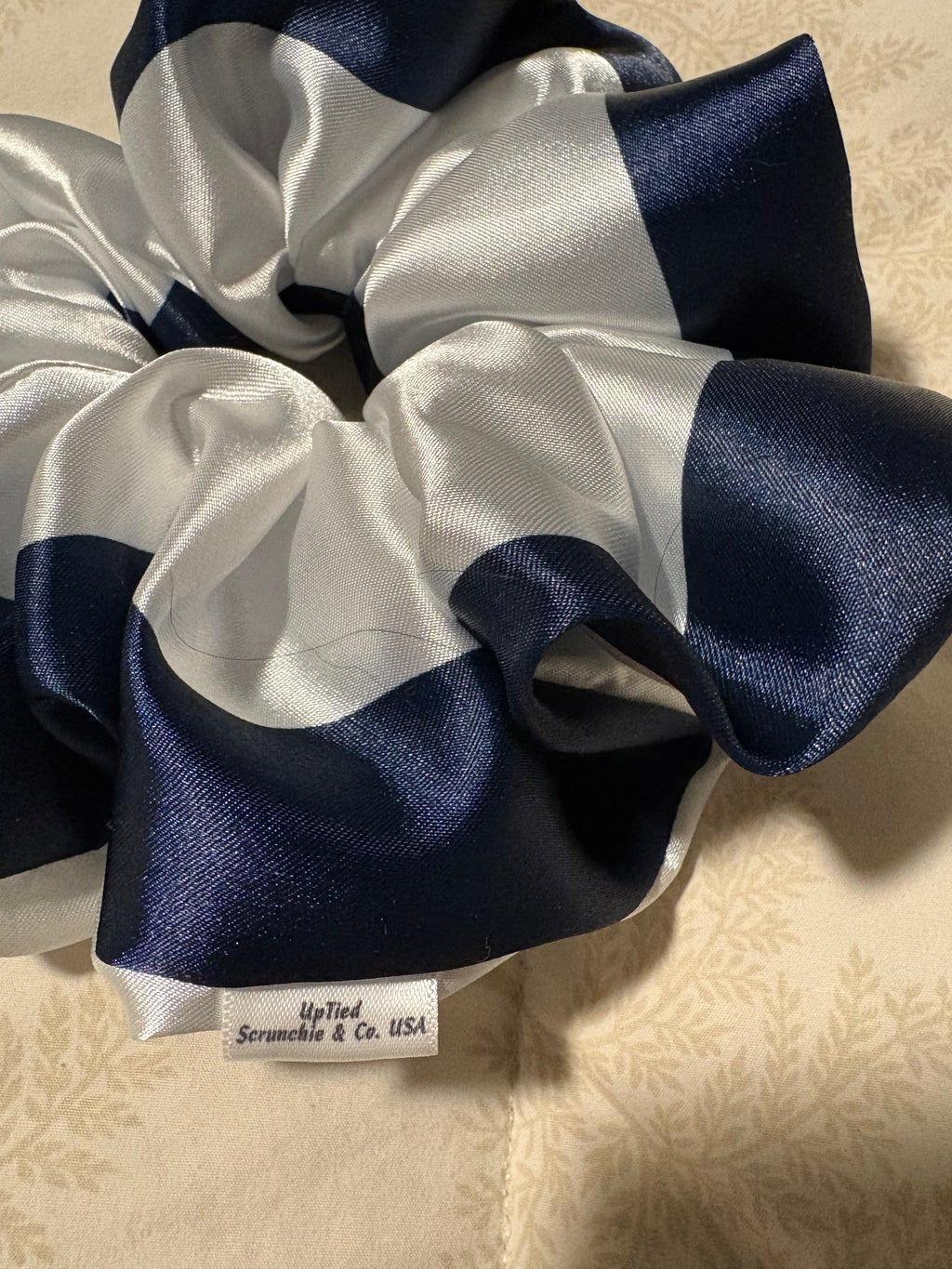 Yeah, I Know - Oversized Navy & White Satin Scrunchie (XXL)