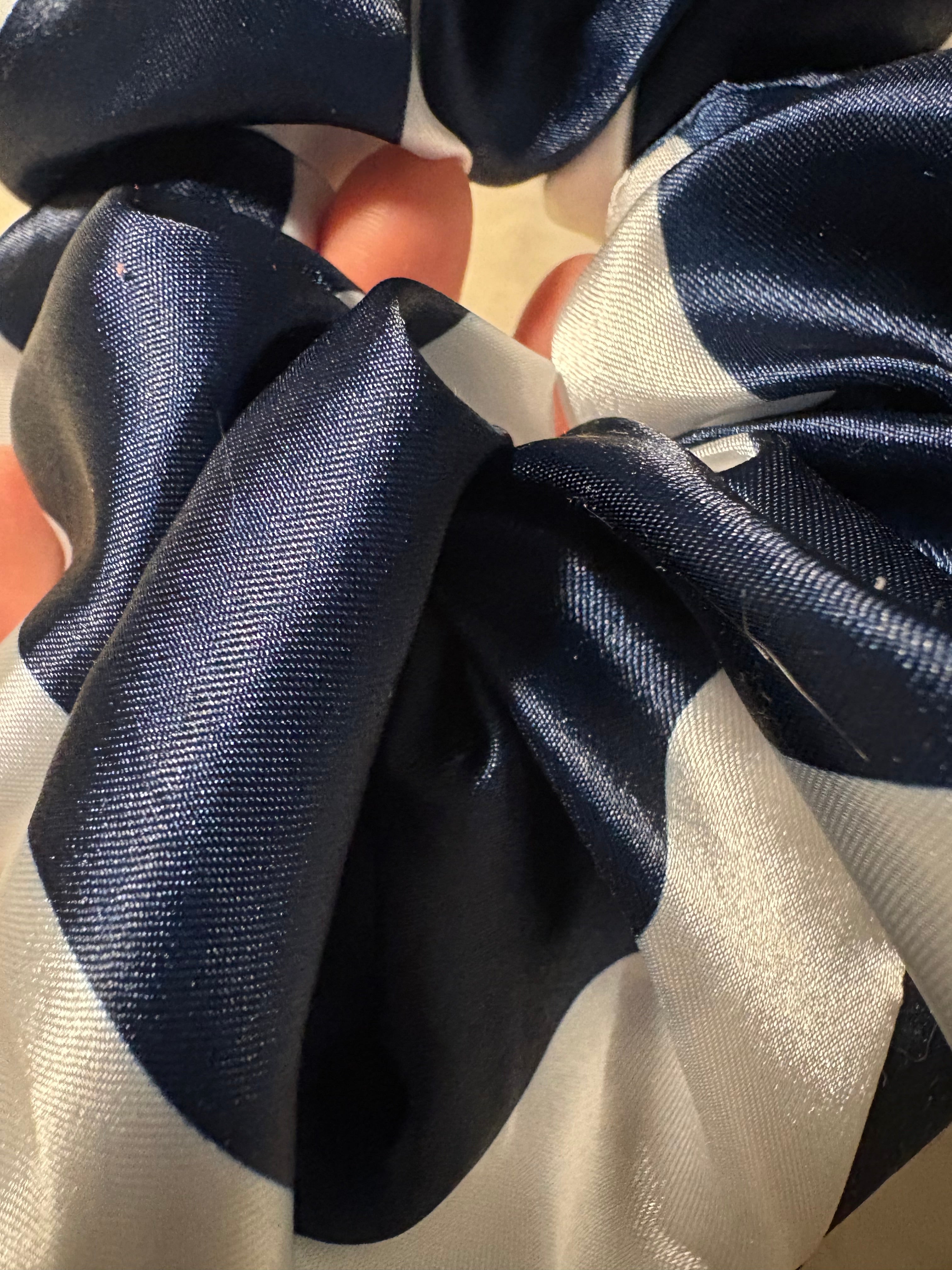 Yeah, I Know - Oversized Navy & White Satin Scrunchie (XXL)