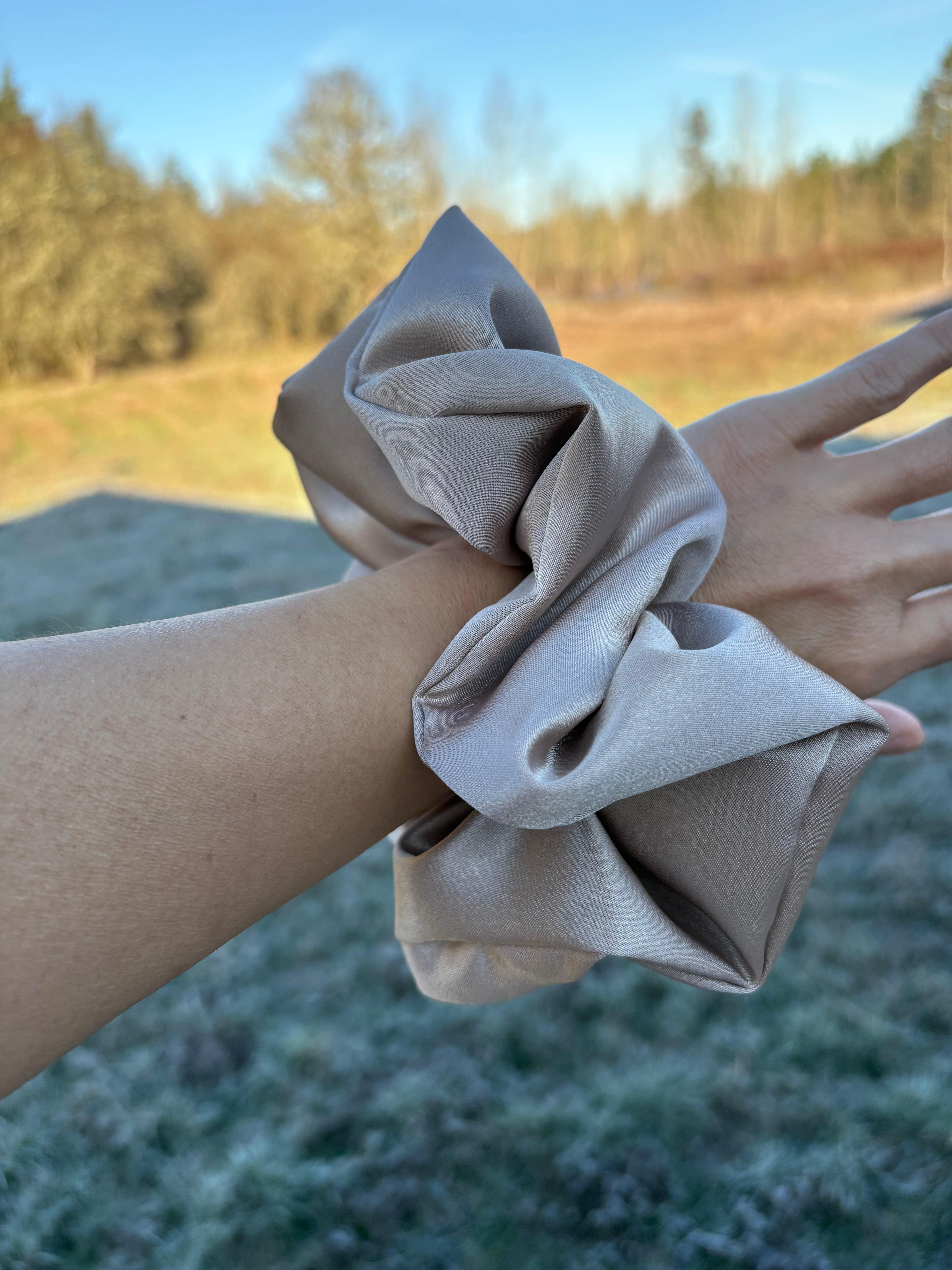 It's Fine - Oversized Beige Satin Scrunchie (XXL)