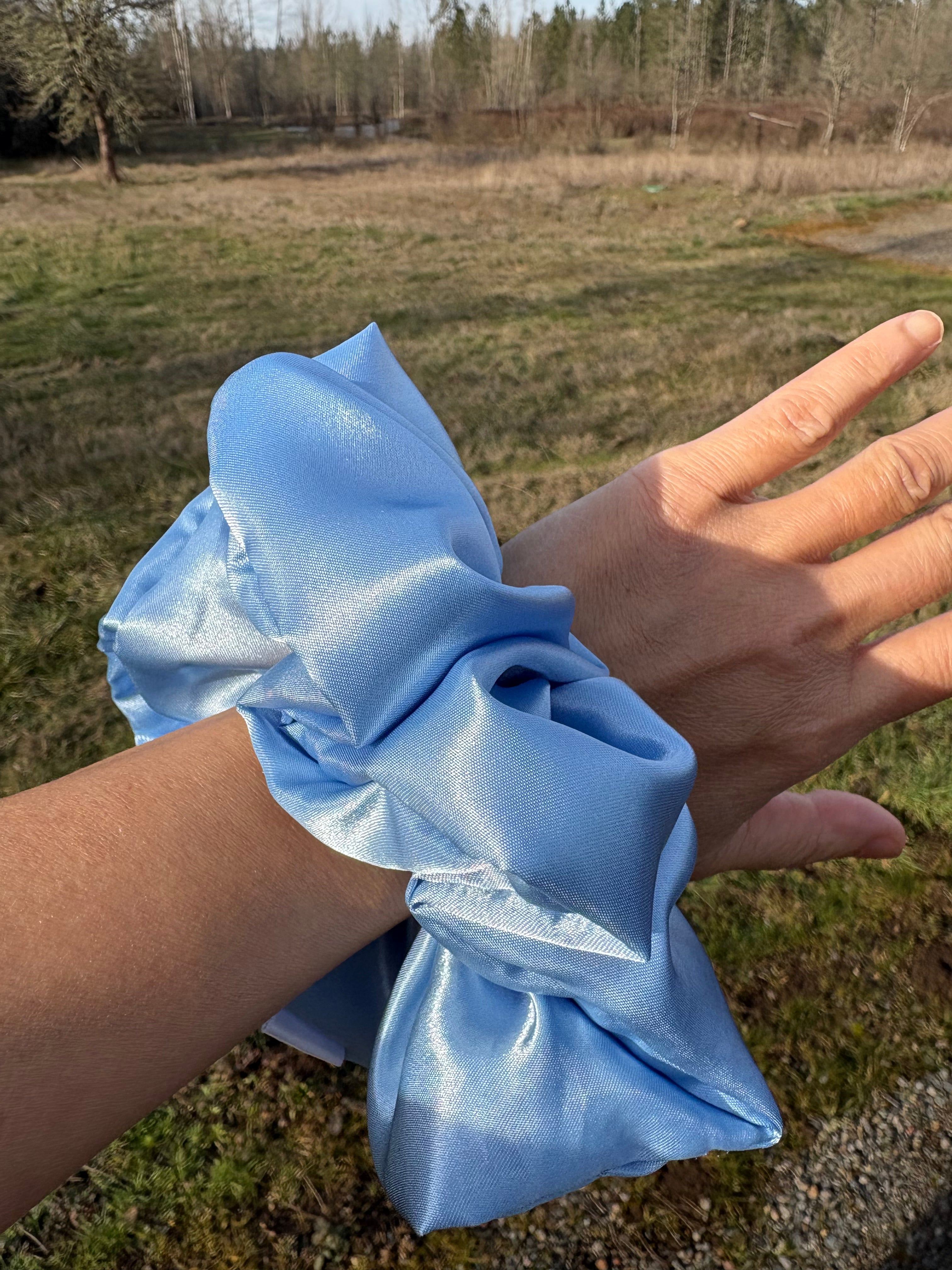Feeling Blue - Oversized Blue Satin Scrunchie (XXL)