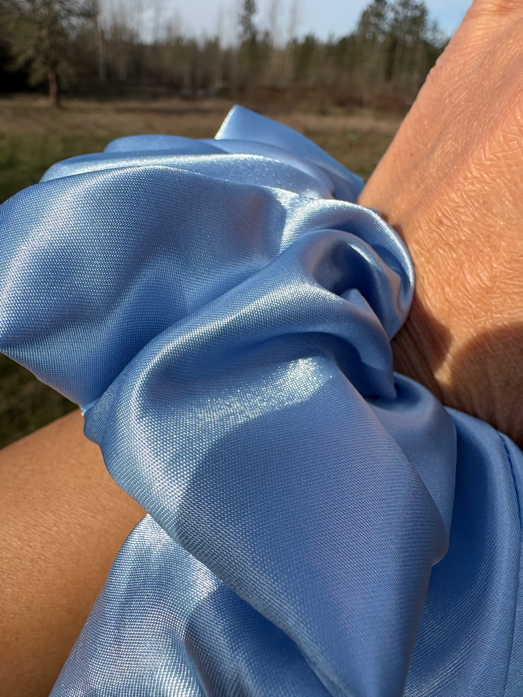 Feeling Blue - Oversized Blue Satin Scrunchie (XXL)