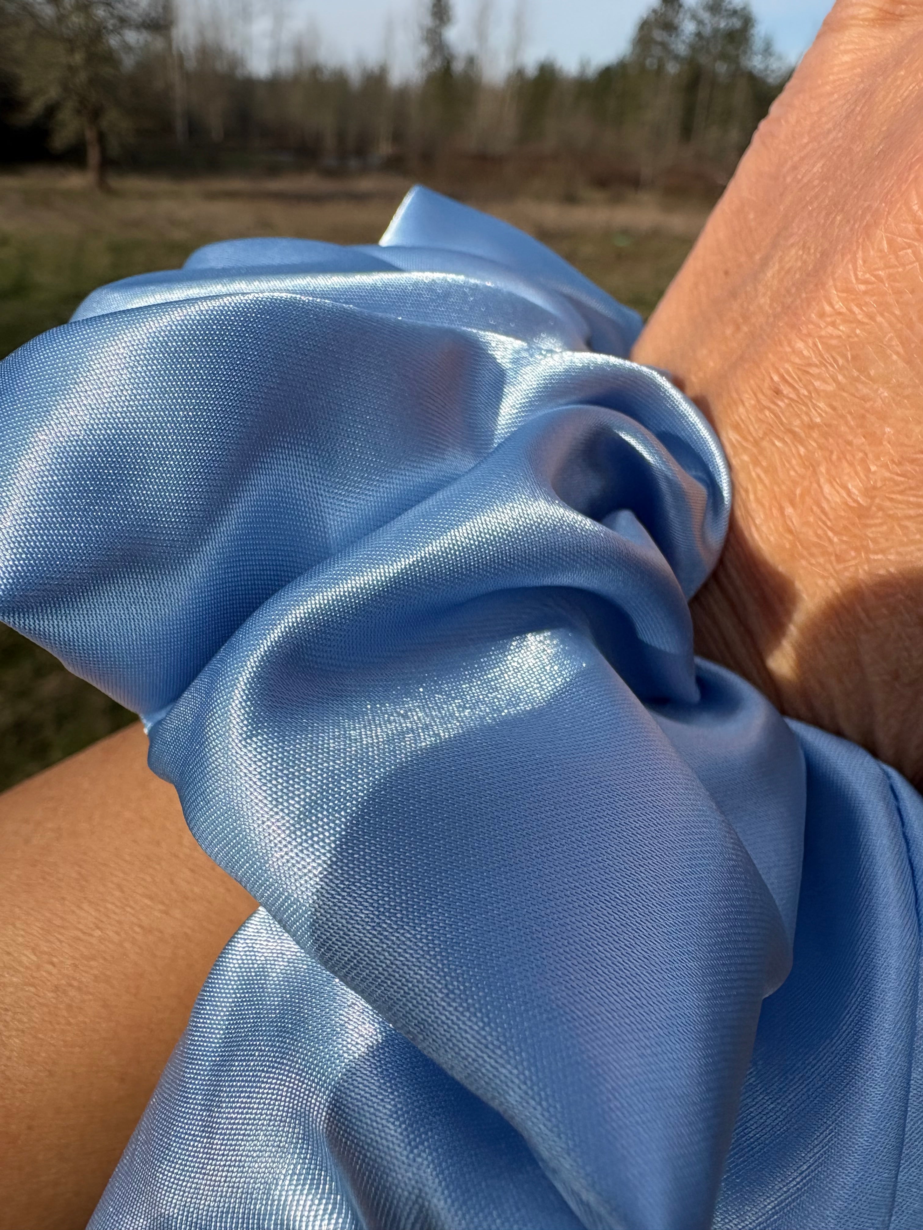 Feeling Blue - Oversized Blue Satin Scrunchie (XXL)