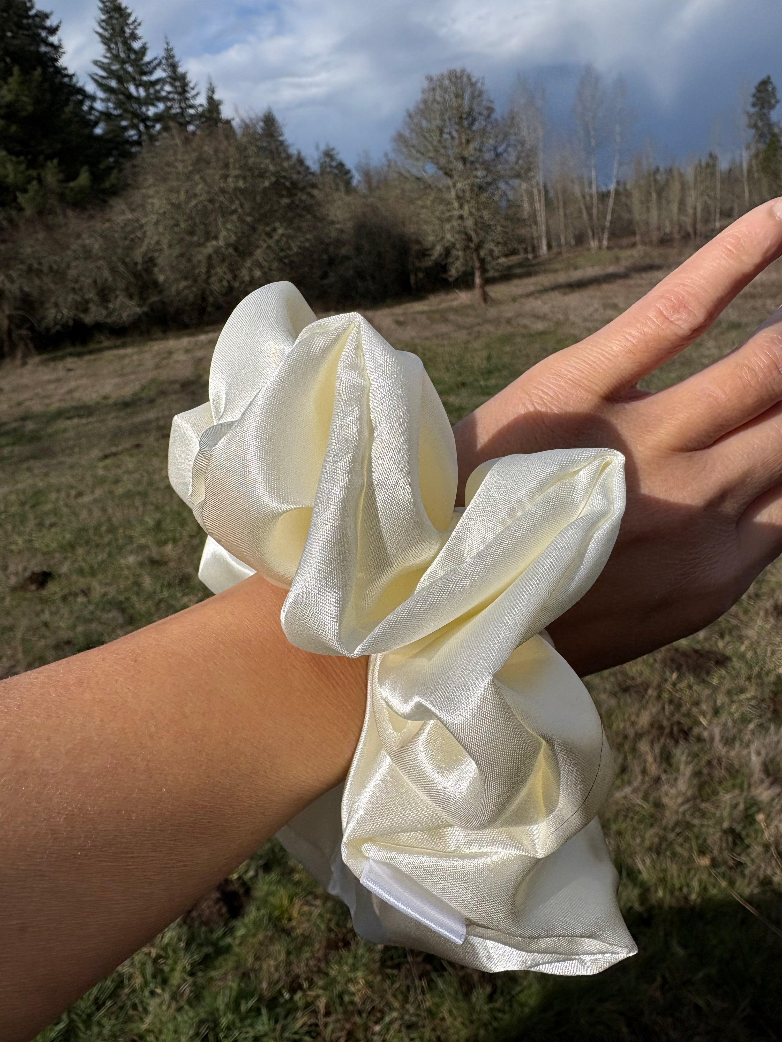 Amazing Grace - Oversized Light Yellow Satin Scrunchie (XXL)