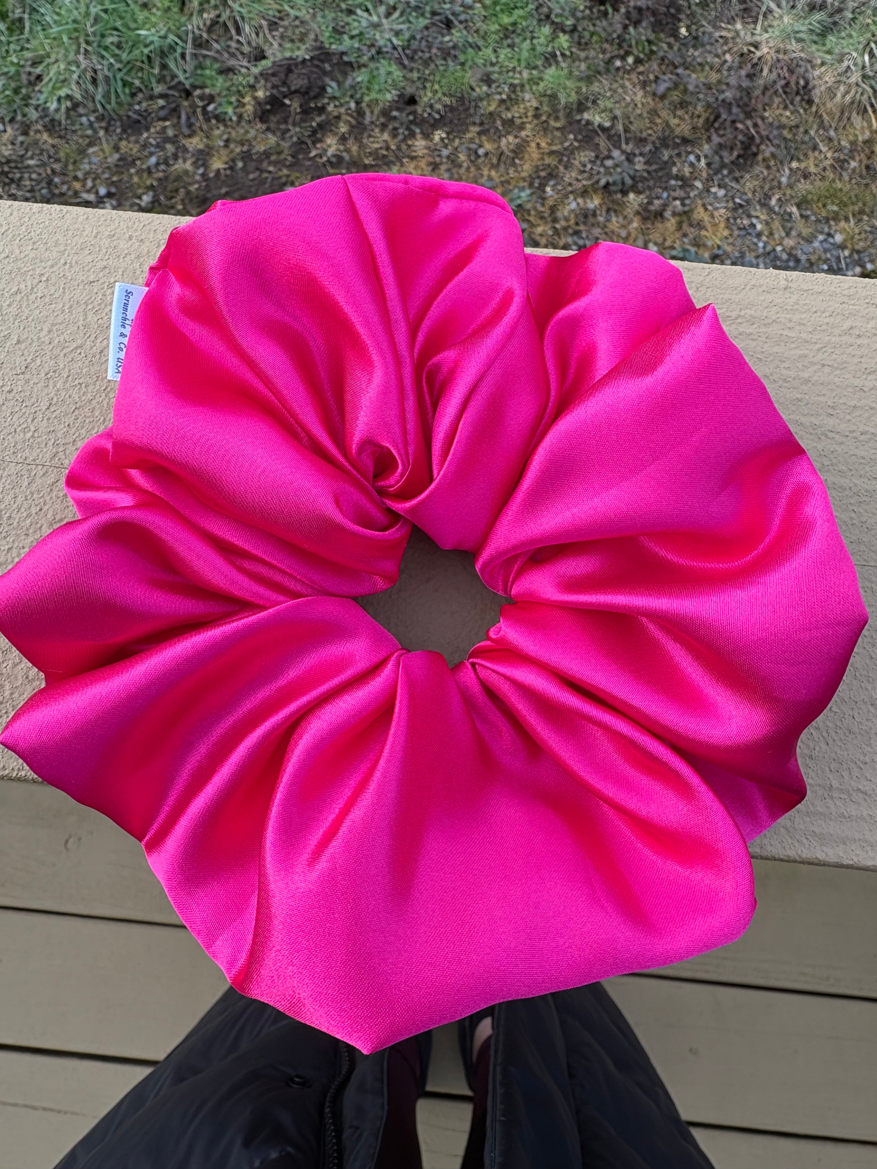 Miss Attitude - Oversized Cherry Red Satin Scrunchie (XXL)