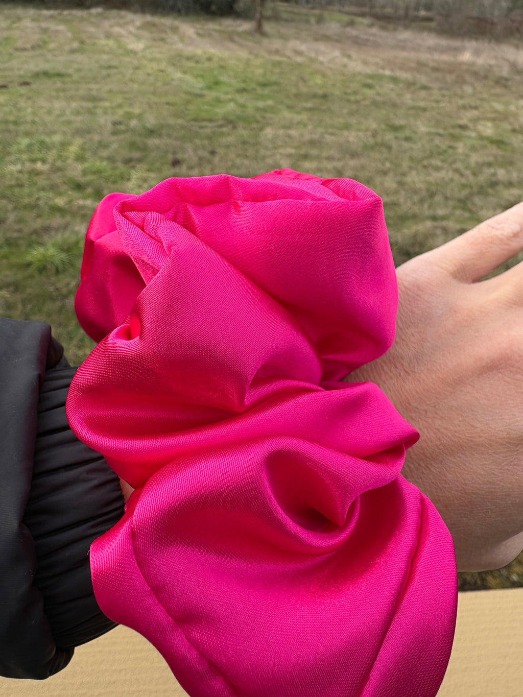 Miss Attitude - Oversized Cherry Red Satin Scrunchie (XXL)