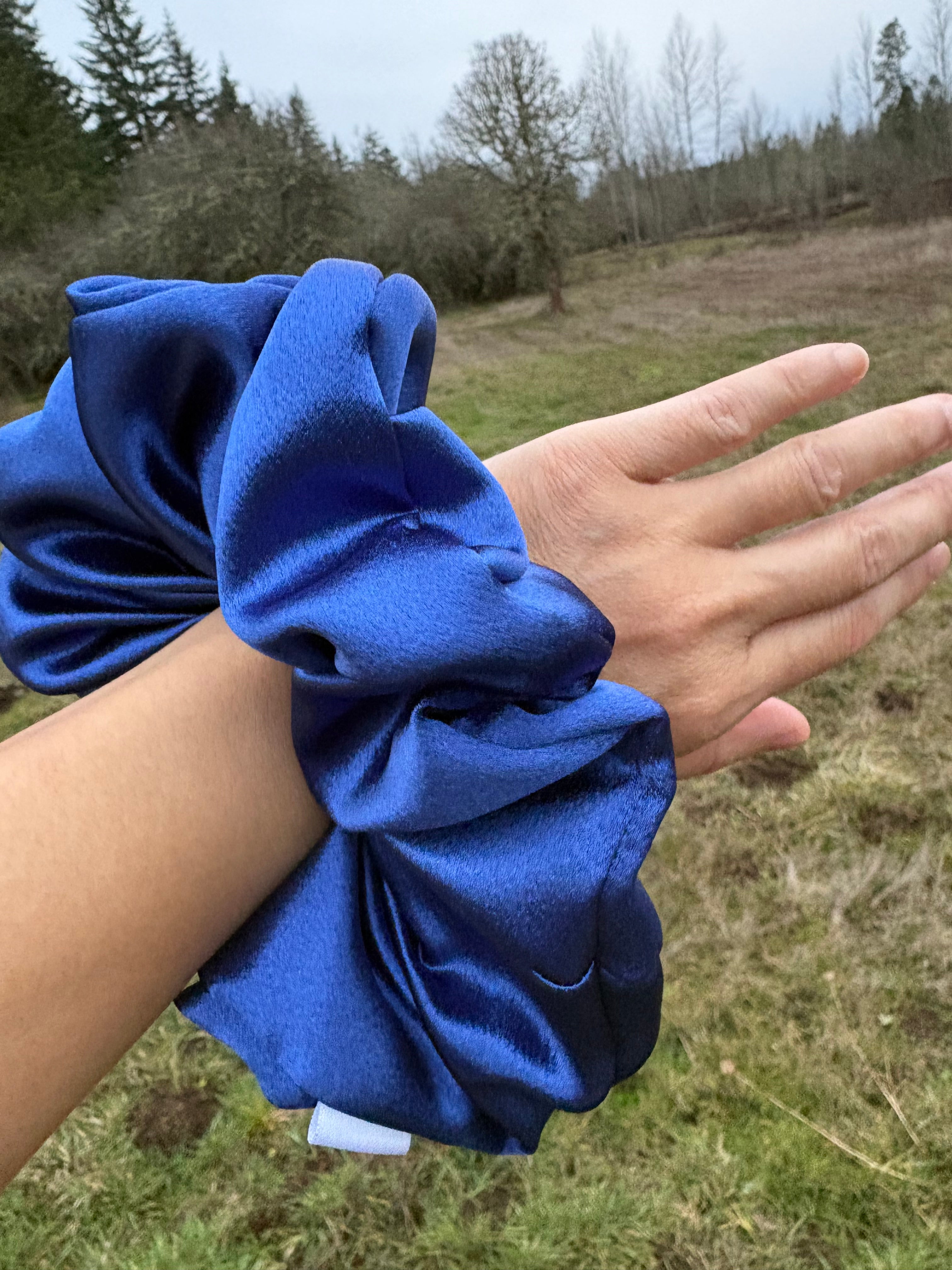 I Make The Call XXL oversized navy satin scrunchie - UpTied Scrunchie Co
