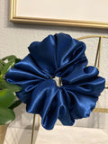 I Make The Call XXL oversized navy satin scrunchie - UpTied Scrunchie Co
