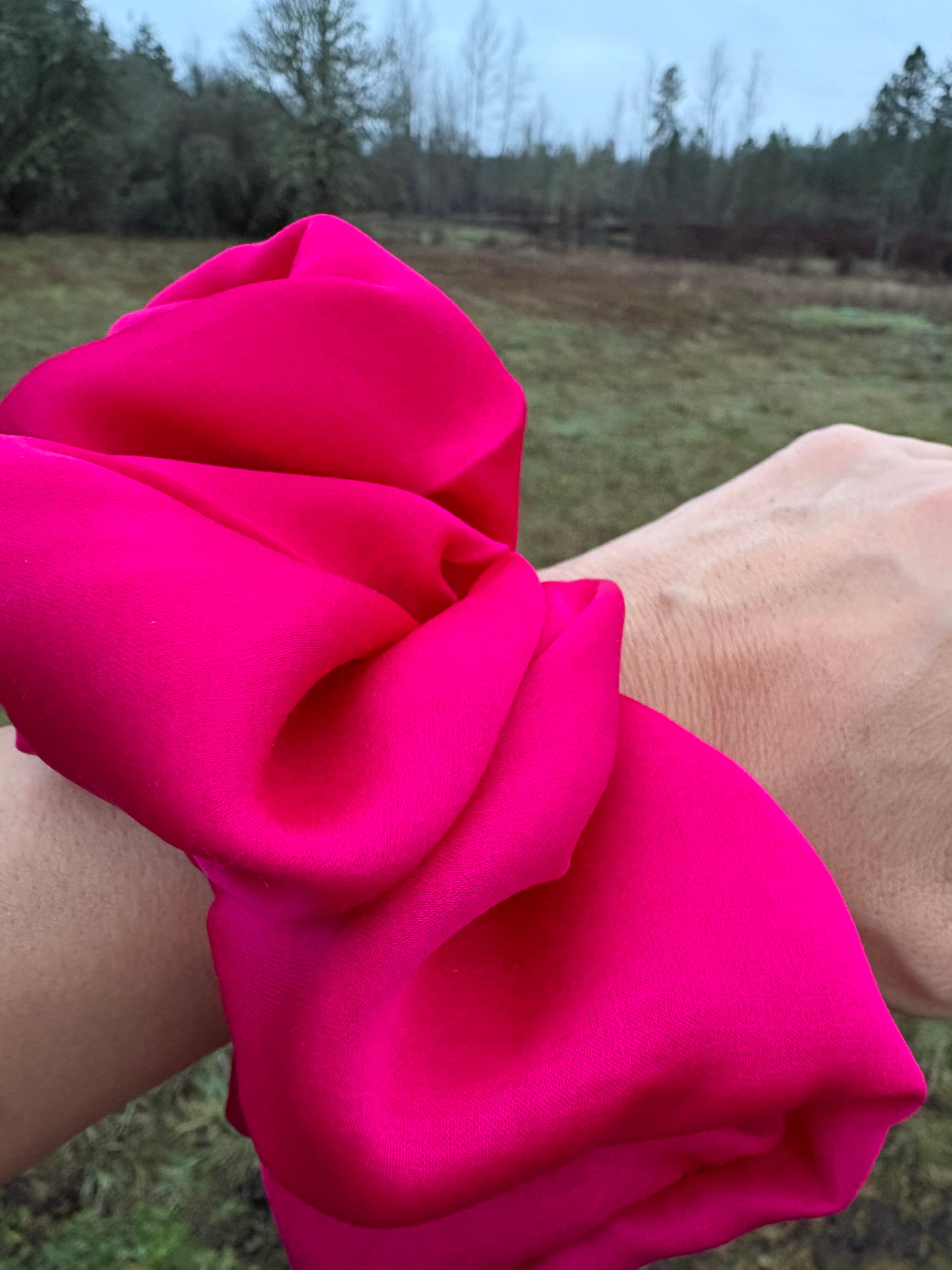 Boss Vasana – Oversized XXL 22MM 100% Pure Mulberry Silk Scrunchie | Dark Pink