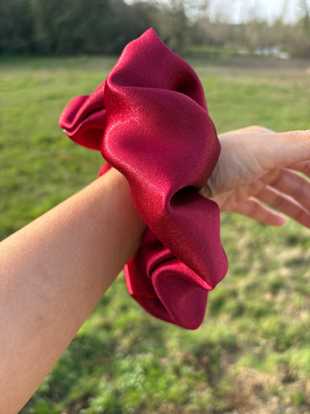 Big Whiner – XXL Burgundy Satin Scrunchie | Oversized, Soft Shine, Gentle Hold