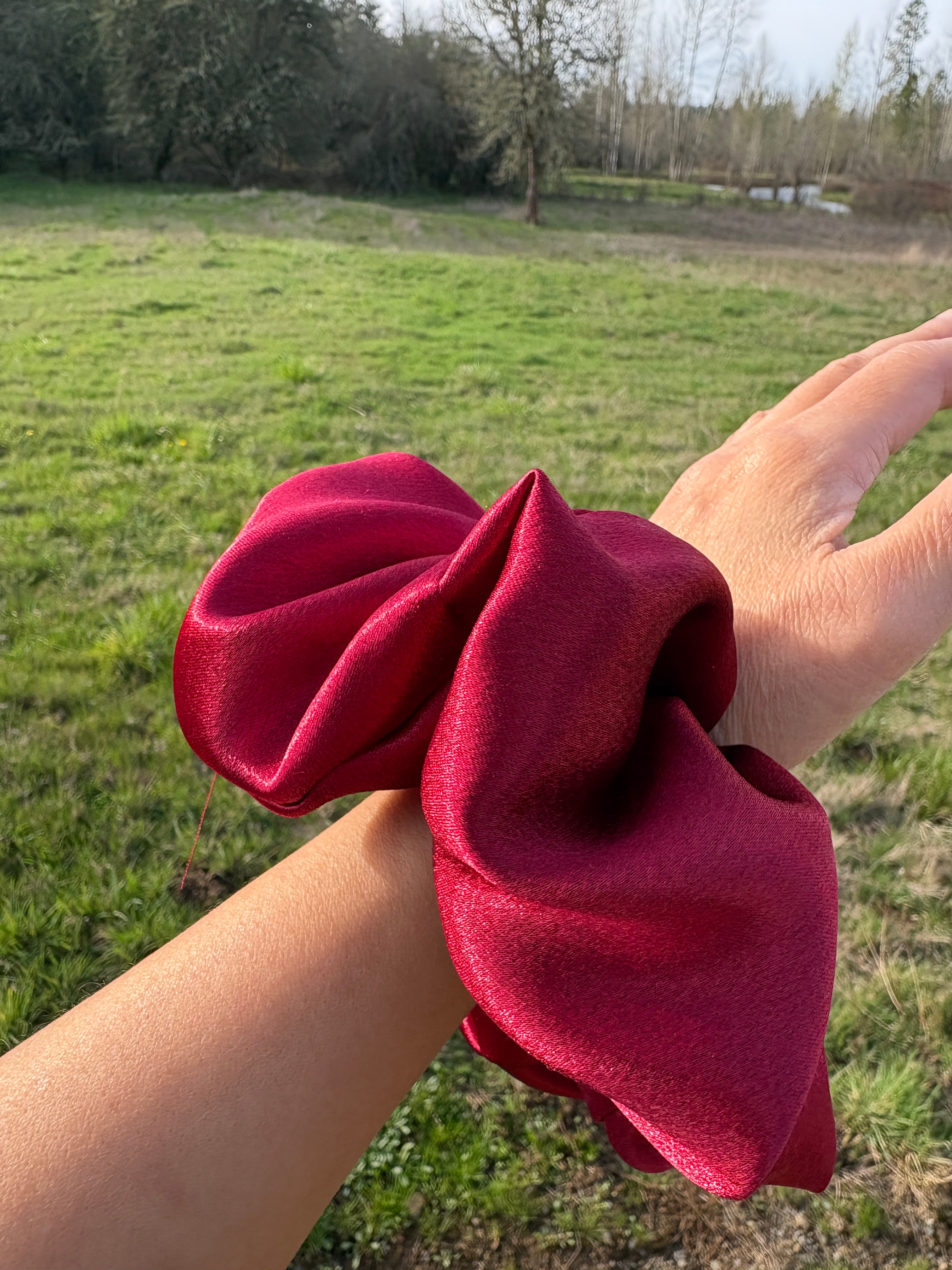 Big Whiner – XXL Burgundy Satin Scrunchie | Oversized, Soft Shine, Gentle Hold