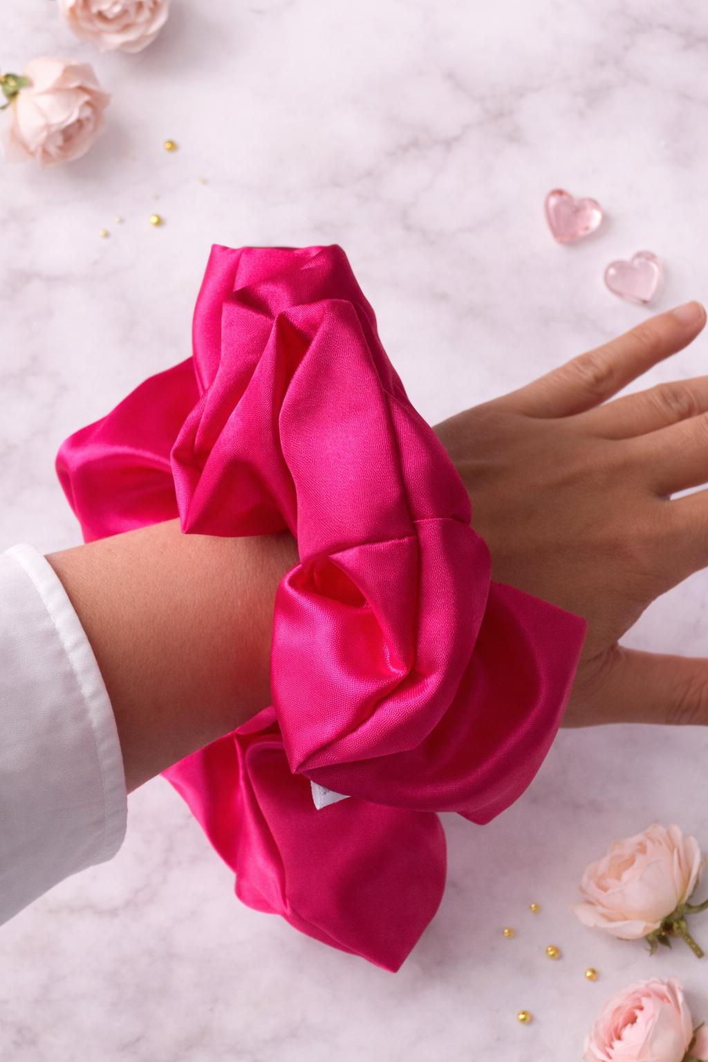 Miss Attitude - Oversized Cherry Red Satin Scrunchie (XXL)