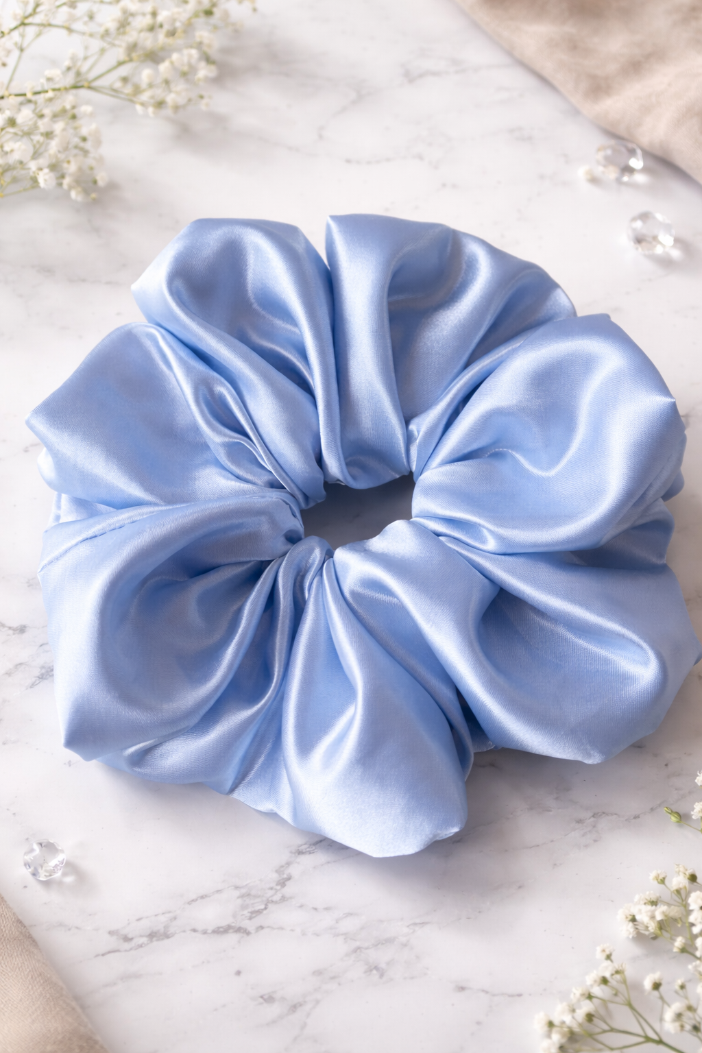 Feeling Blue - Oversized Blue Satin Scrunchie (XXL)