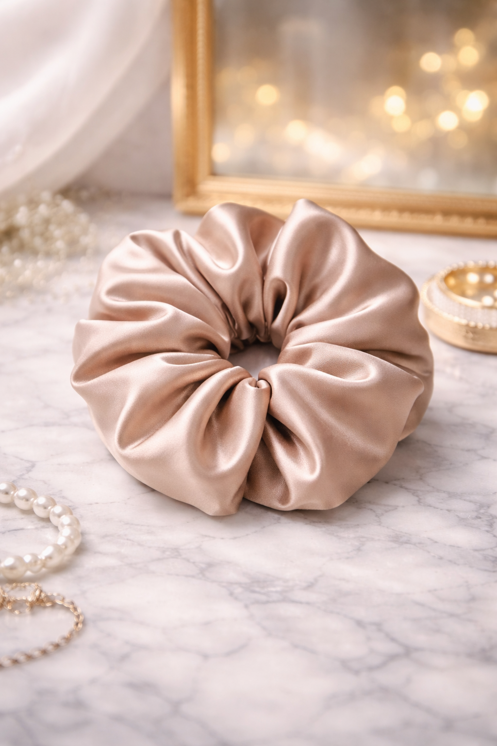 It's Fine - Oversized Beige Satin Scrunchie (XXL)